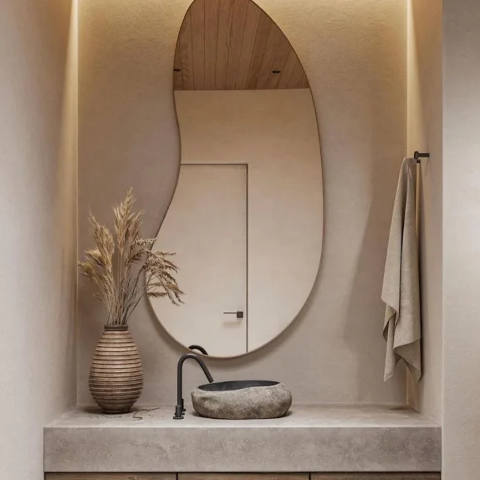 Flora Asimetrik Görünümlü Modern Banyo Aynası
